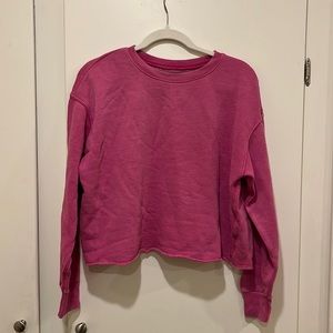 Pink cropped crew neck sweatshirt